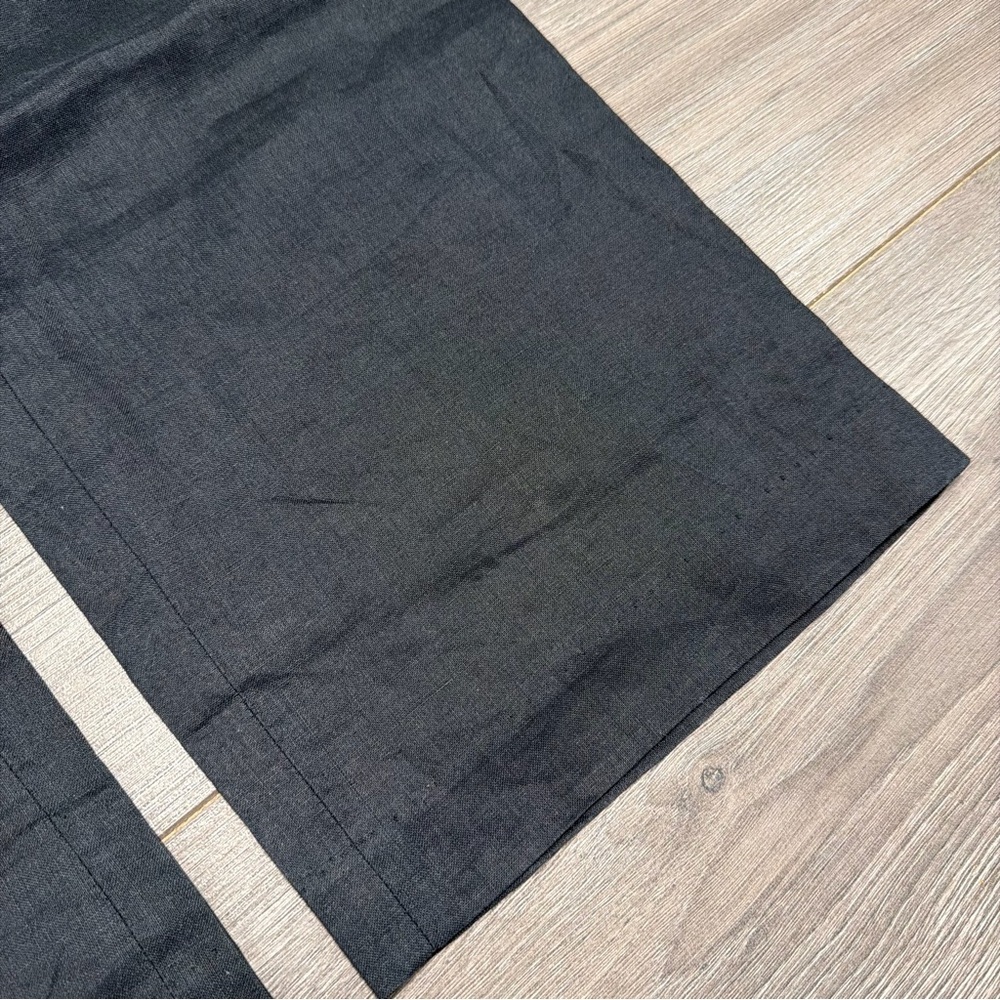 Cortefiel Black Linen Pants%100 LINEN with White Floral Embroidery-BRAND NEW - Picture 2 of 8